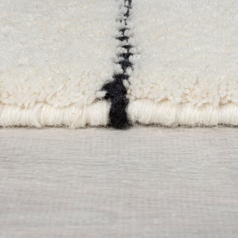 Laagpolig vloerkleed Dottie - Linear- Wol - Zwart / Wit