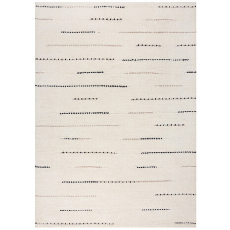 Laagpolig vloerkleed Dottie - Linear- Wol - Zwart / Wit