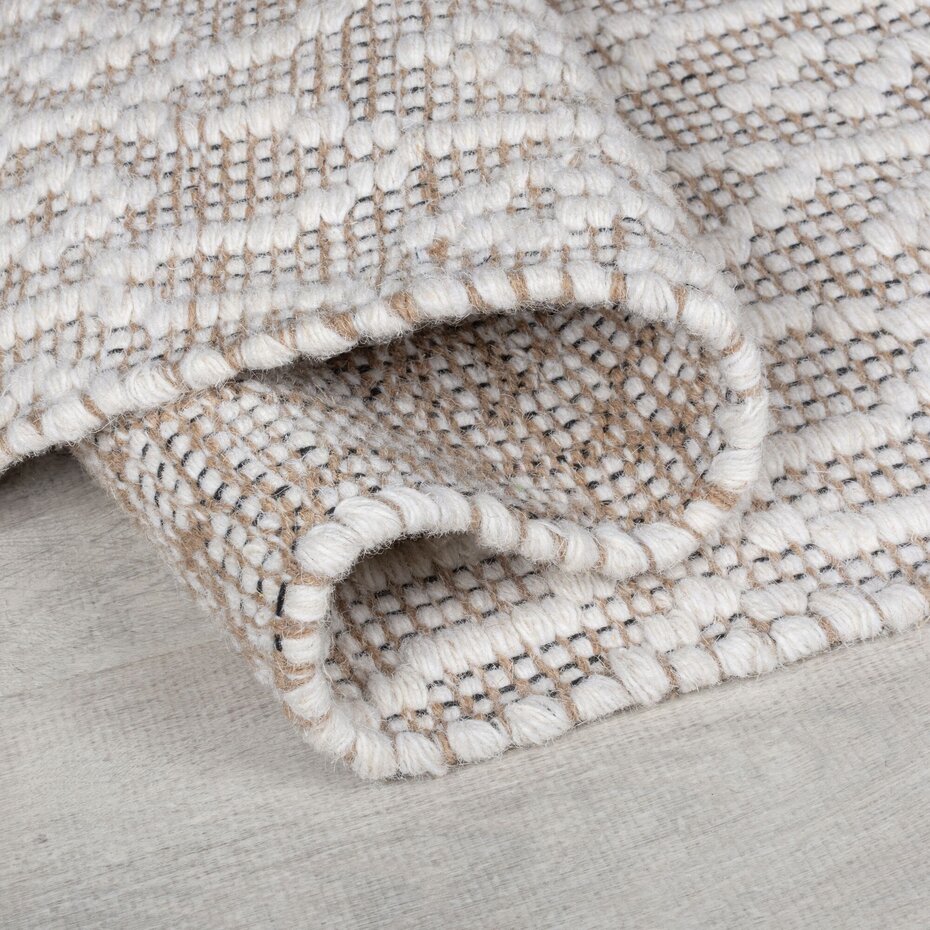 Laagpolig vloerkleed Dream - Handgeweven - Wol - Naturel
