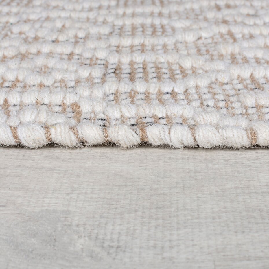 Laagpolig vloerkleed Dream - Handgeweven - Wol - Naturel