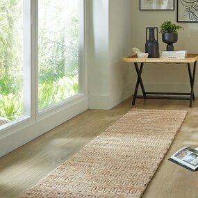 Loper Laagpolig vloerkleed Drew Braid Kader - Handgeweven - Naturel