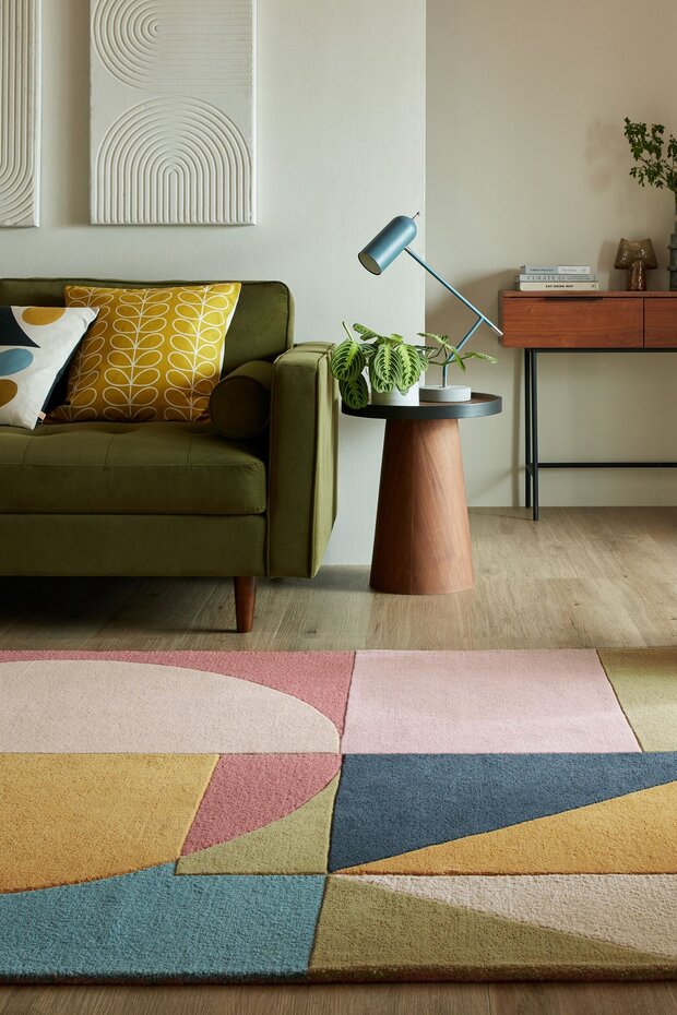 Laagpolig vloerkleed Esre Bright - Wol - Multi