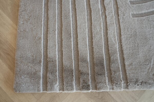 Japandi hoogpolig vloerkleed - Bohemian Arches Taupe