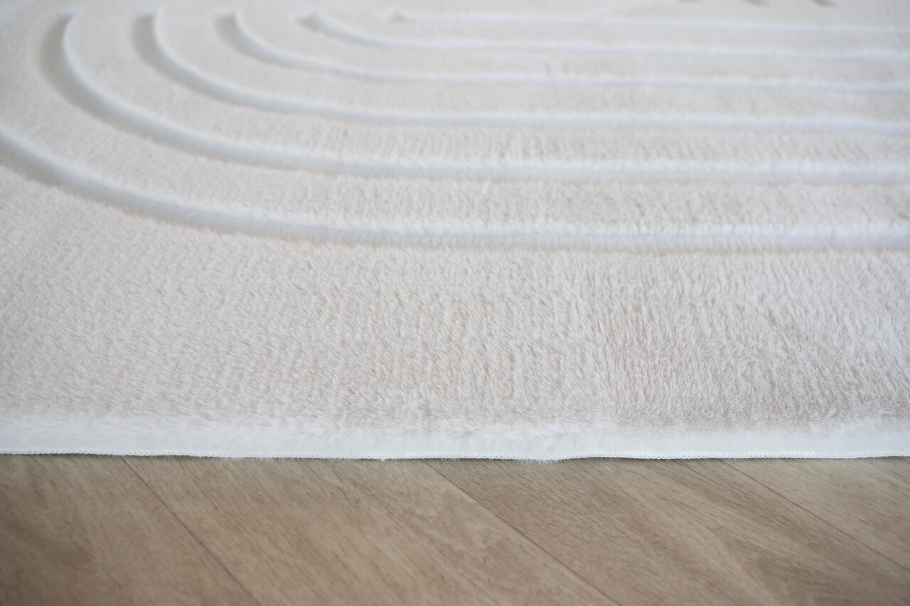 Japandi hoogpolig vloerkleed - Bohemian Arches Crème