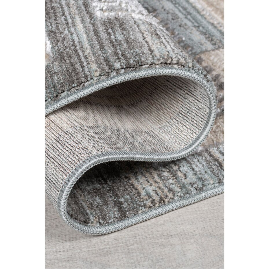 Laagpolig Modern vloerkleed - Evelyn Geblokt - Grijs / Beige / Blauw