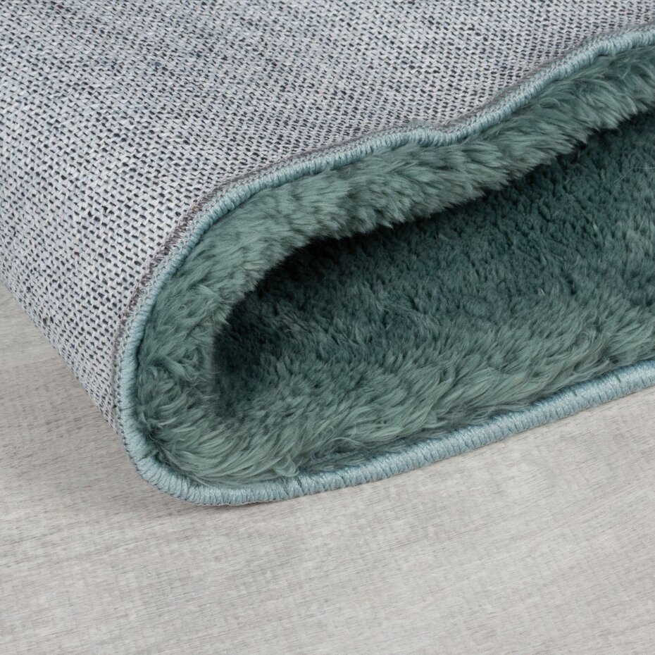 Hoogpolig vloerkleed Faroe Wol Look - Fluffy - Blauw