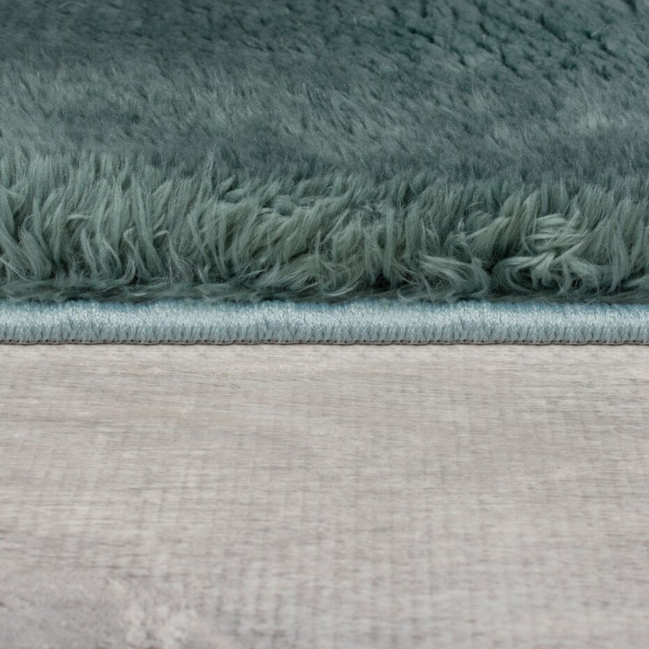 Hoogpolig vloerkleed Faroe Wol Look - Fluffy - Blauw