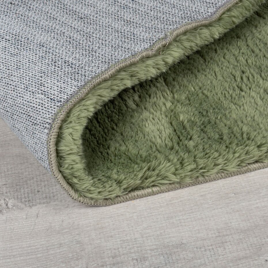 Hoogpolig vloerkleed Faroe Wol Look - Fluffy - Groen