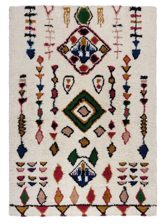 Hoogpolig vloerkleed - Berber Design Fes - 100% Wol - Shaggy - Multi Hoogpolig vloerkleed - Berber Design Fes - 100% Wol - Shaggy - Multi