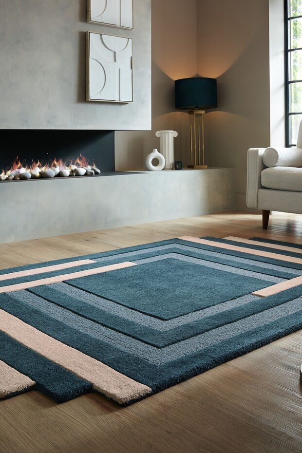 Abstract vloerkleed - Labyrinth Blauw