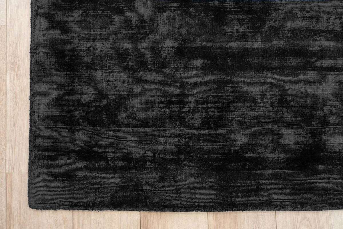 Lumbini Effen Viscose Zwart vloerkleed - Handgeweven