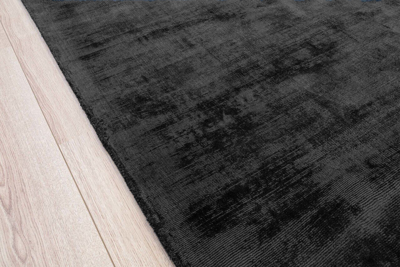 Lumbini Effen Viscose Zwart vloerkleed - Handgeweven Lumbini Effen Viscose Zwart vloerkleed - Handgeweven