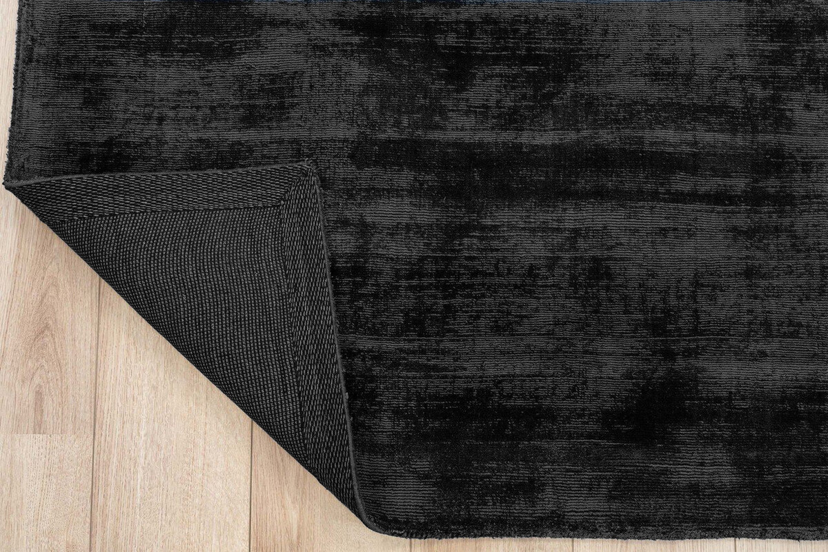 Lumbini Effen Viscose Zwart vloerkleed - Handgeweven