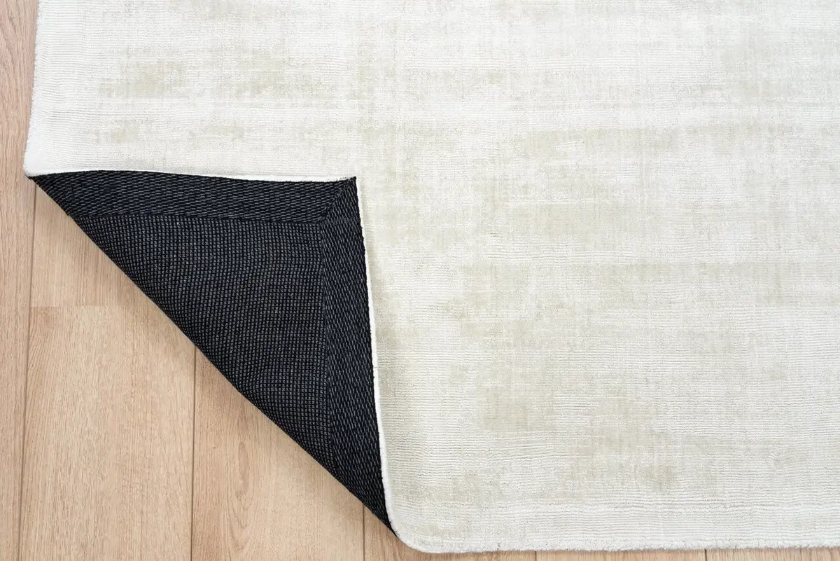 Lumbini Effen Viscose Crème vloerkleed - Handgeweven