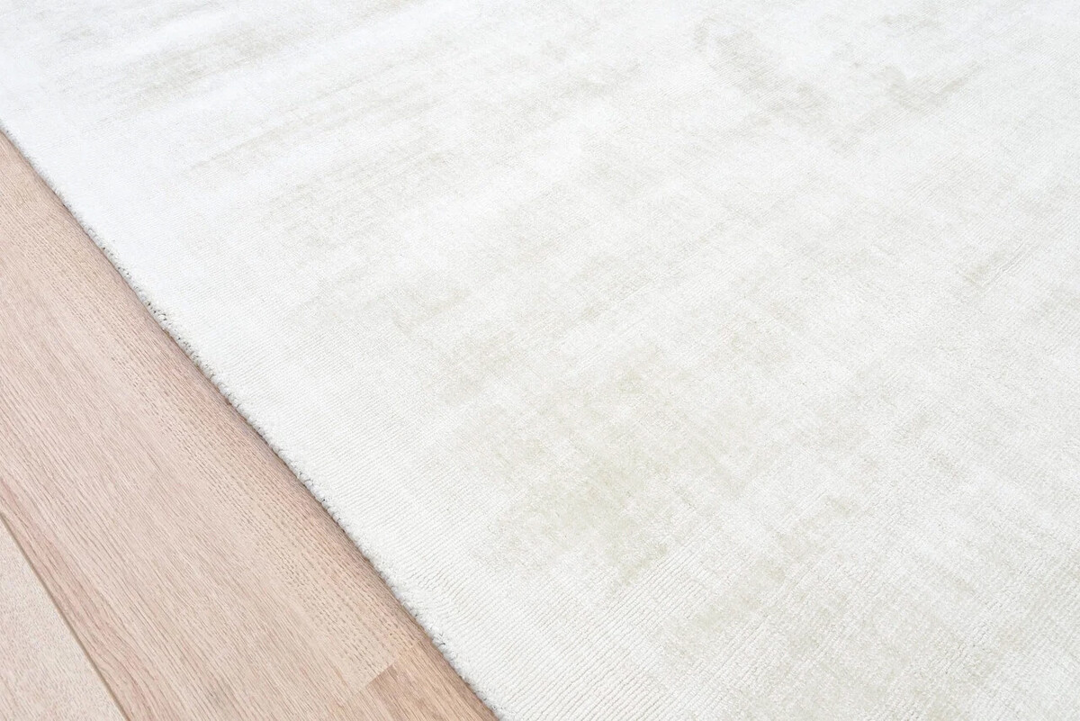 Lumbini Effen Viscose Crème vloerkleed - Handgeweven