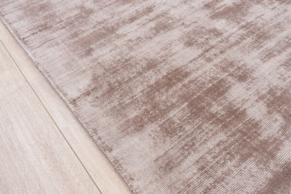 Lumbini Effen Viscose Taupe vloerkleed - Handgeweven