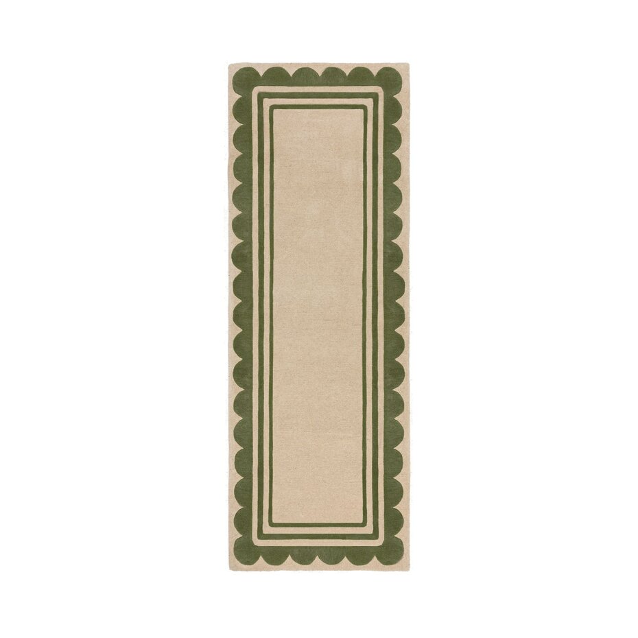 Wollen loper - Lois Groen/Beige Wollen loper - Lois Groen/Beige