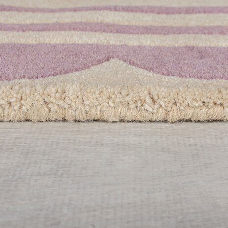 Rond wollen vloerkleed - Lois Paars/Beige