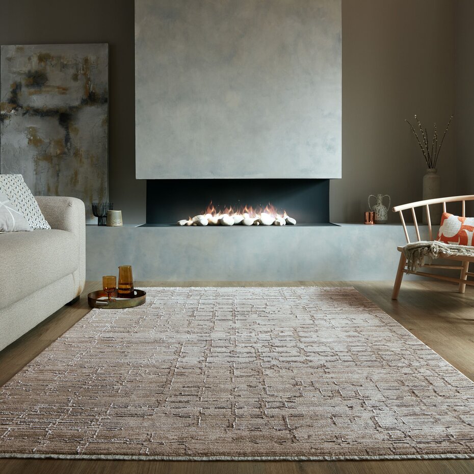 Laagpolig Modern vloerkleed - Mathilda Abstract - Naturel / Beige / Grijs