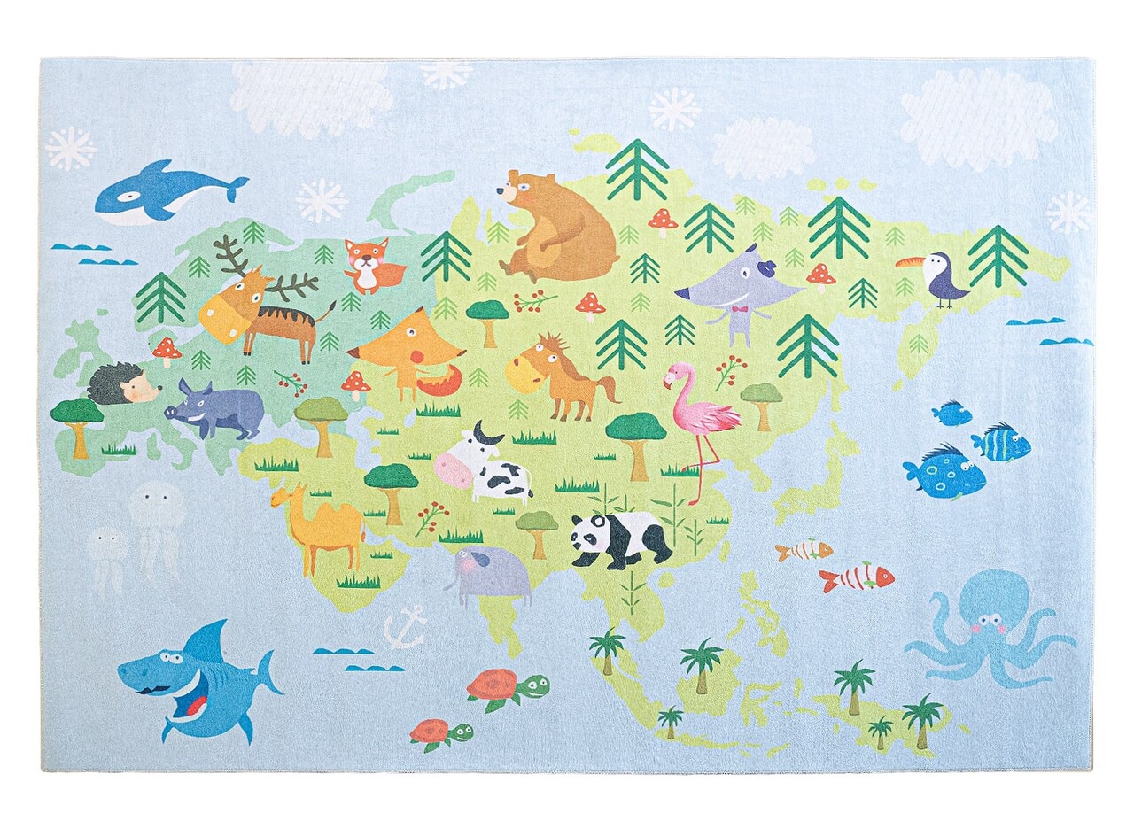 Kids Speelkleed Kinderkamer Multi vloerkleed - Wereldkaart Kids Speelkleed Kinderkamer Multi vloerkleed - Wereldkaart