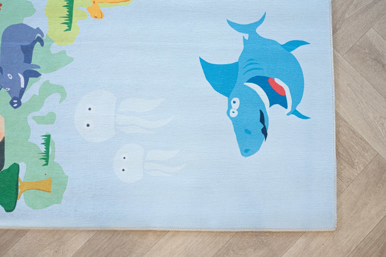 Kids Speelkleed Kinderkamer Multi vloerkleed - Wereldkaart Kids Speelkleed Kinderkamer Multi vloerkleed - Wereldkaart