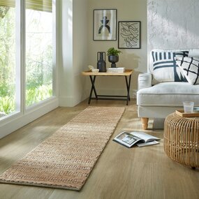 Loper Laagpolig vloerkleed Drew Braid Gestreept - Handgeweven - Naturel