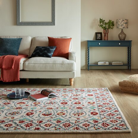 Laagpolig vloerkleed Iris Traditional - Klassiek - Oosters - Rood / Blauw