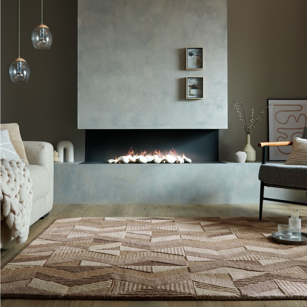 Beige vloerkleed met bruine rand - Vloerkleed kopen? | Korting tot 53