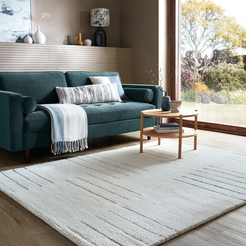 Laagpolig vloerkleed Dottie - Geometrisch - Wol - Blauw / Multi Laagpolig vloerkleed Dottie - Geometrisch - Wol - Blauw / Multi