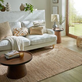 Laagpolig vloerkleed Drew Braid Kader - Handgeweven - Naturel