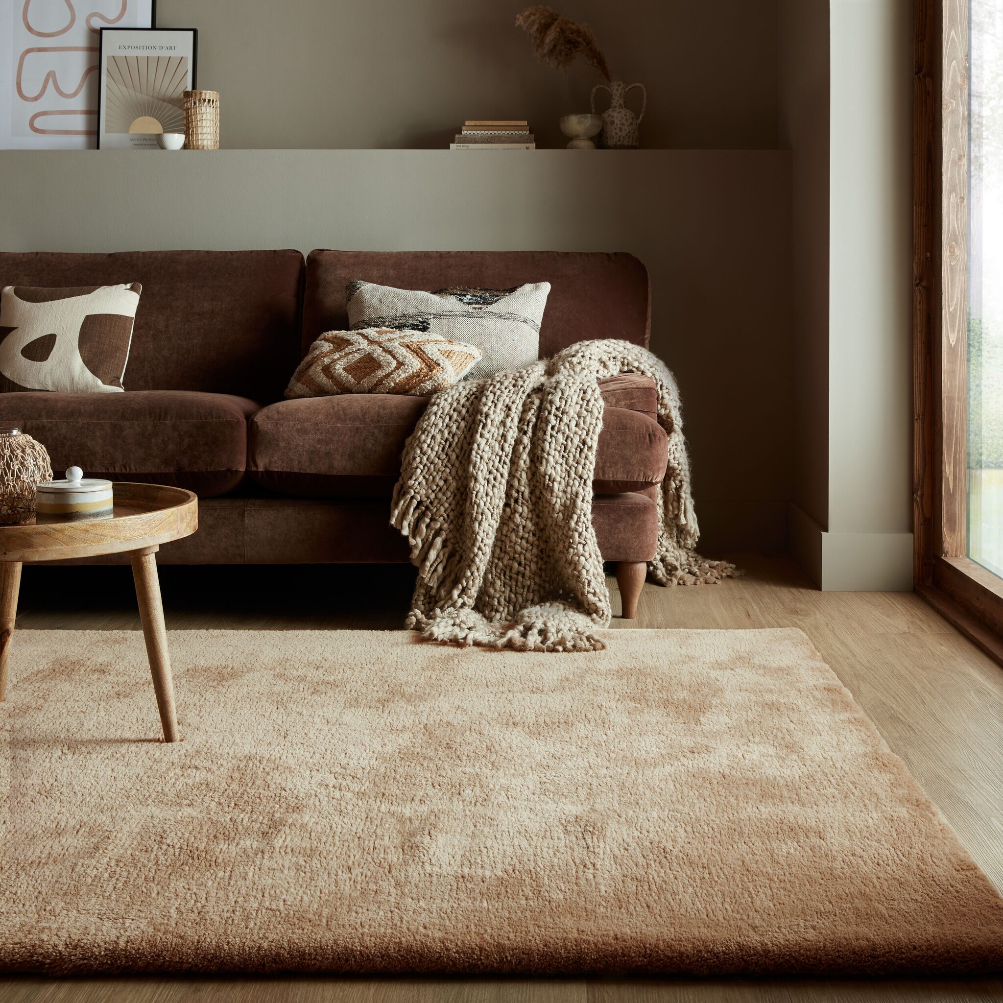 Tapijtenloods Basics Effen Vloerkleed Beige Laagpolig- 120x170 CM