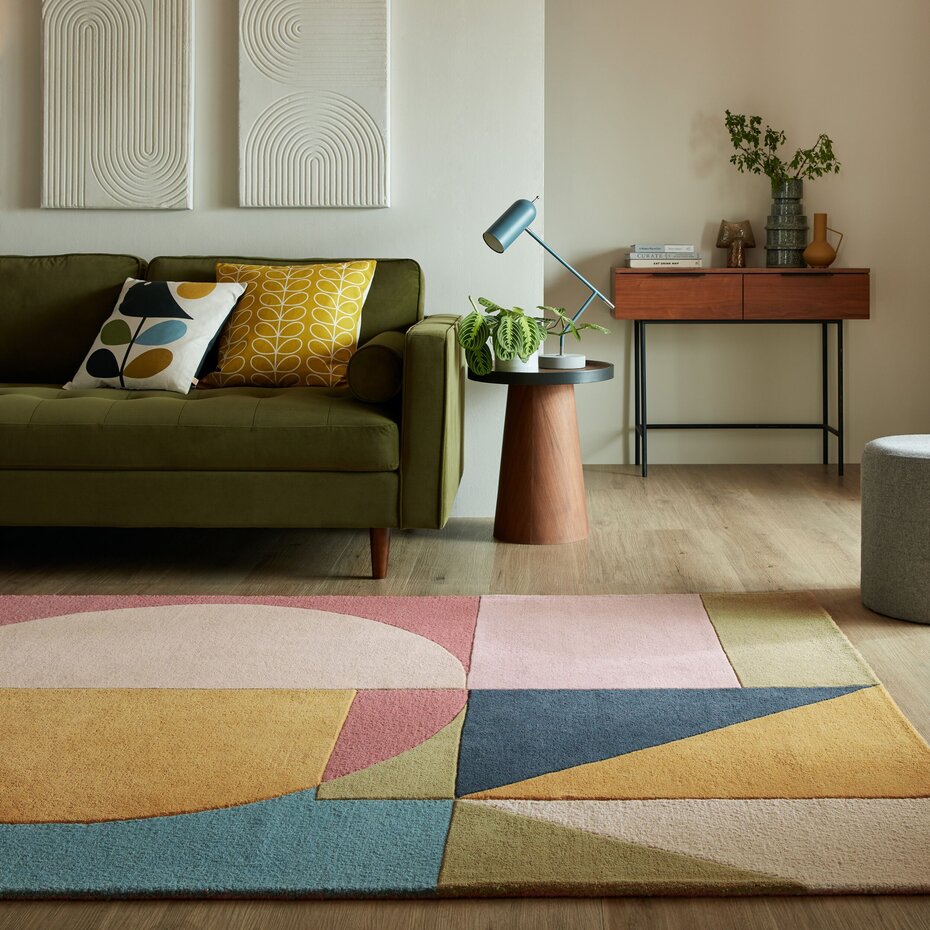 Laagpolig vloerkleed Esre Bright - Wol - Multi