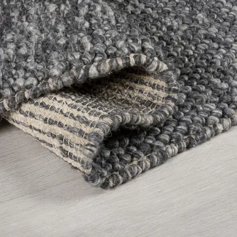Loper - Minerals Uni Modern Laagpolig - Wol - Bolletjes - Grijs 60X230 Cm