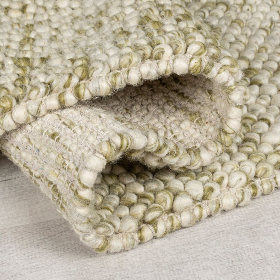 Loper - Minerals Uni vloerkleed - Laagpolig - Wol - Bolletjes Modern - Groen Loper - Minerals Uni vloerkleed - Laagpolig - Wol - Bolletjes Modern - Groen