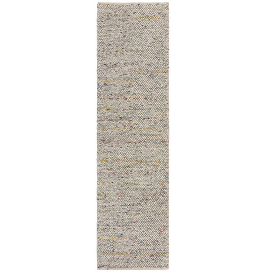 Loper - Minerals Uni vloerkleed - Laagpolig - Wol - Bolletjes Modern - Zwart / Wit