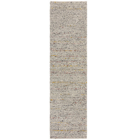Loper - Minerals Uni vloerkleed - Laagpolig - Wol - Bolletjes Modern - Zwart / Wit