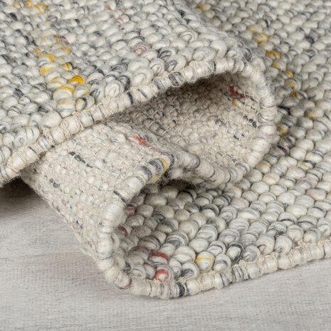 Loper - Minerals Uni vloerkleed - Laagpolig - Wol - Bolletjes Modern - Zwart / Wit