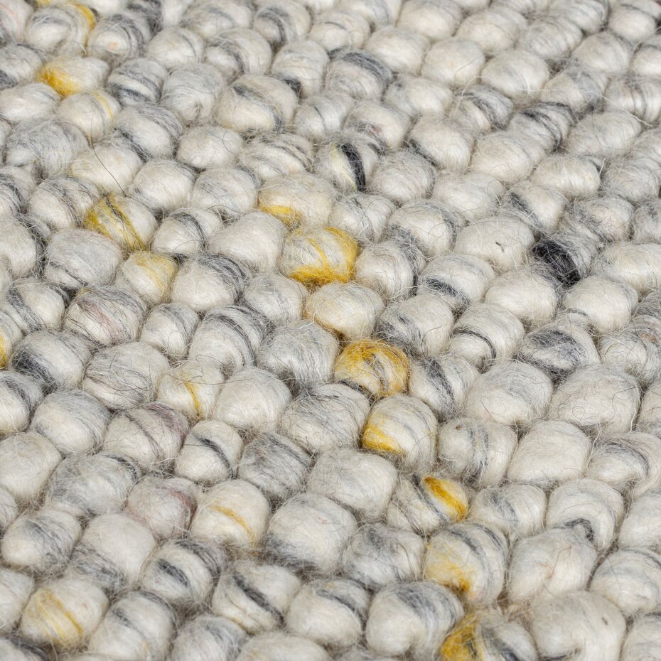 Loper - Minerals Uni vloerkleed - Laagpolig - Wol - Bolletjes Modern - Zwart / Wit
