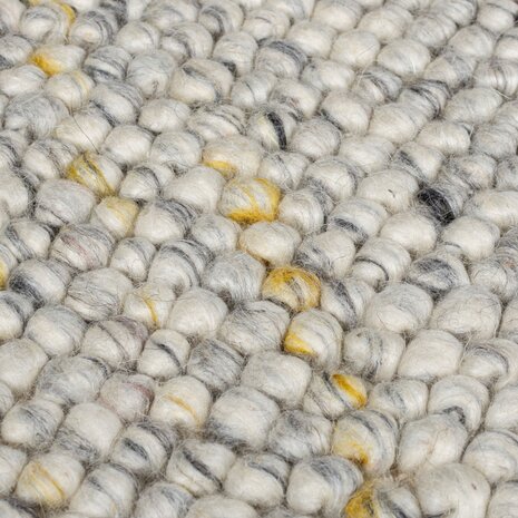 Loper - Minerals Uni vloerkleed - Laagpolig - Wol - Bolletjes Modern - Zwart / Wit
