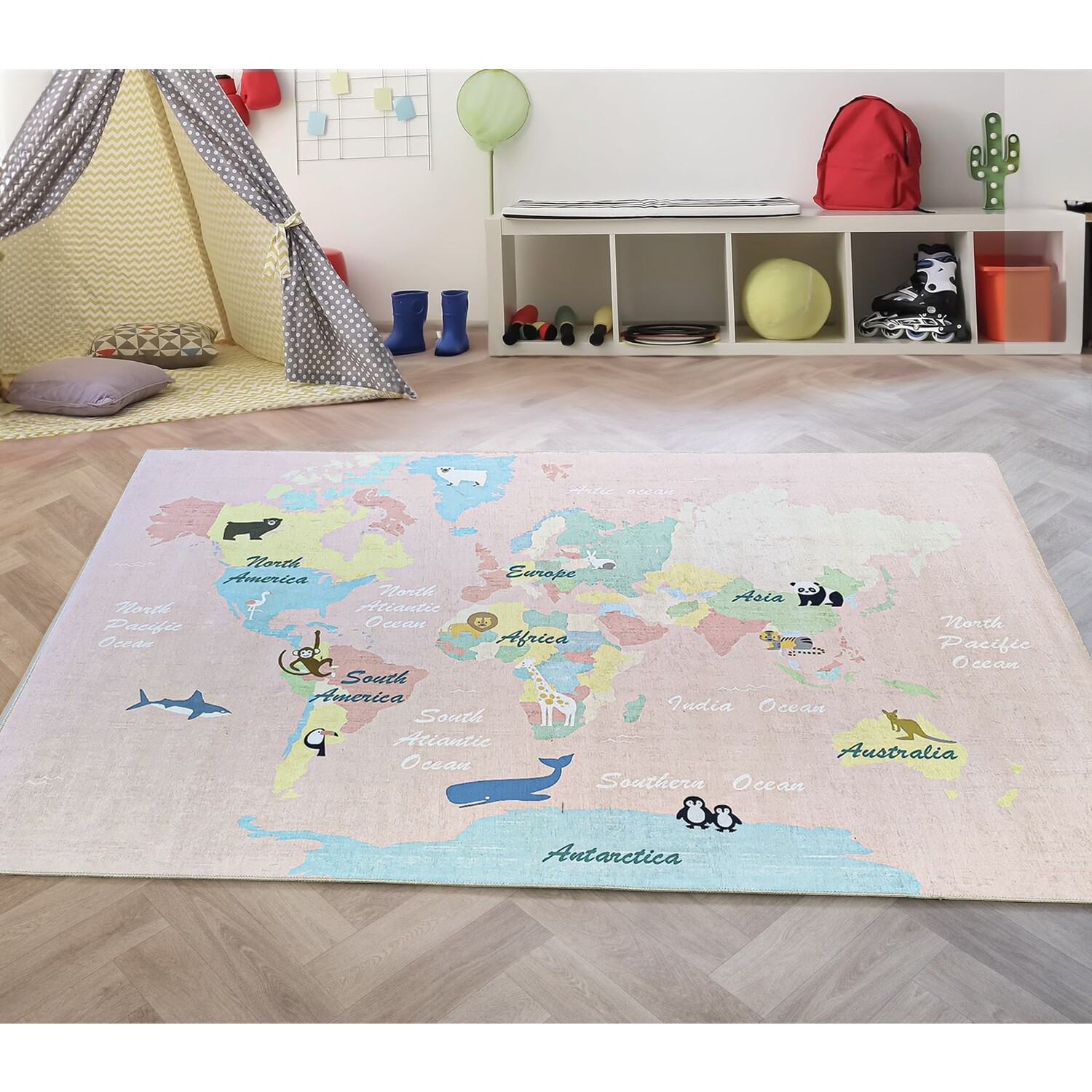 Paco Home Kindervloerkleed 80x150cm - Roze Straatmotief Met Hinkelspel