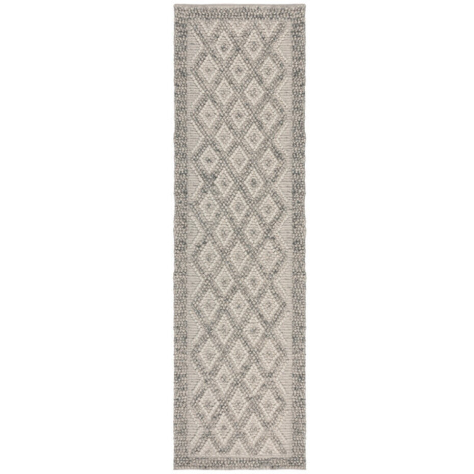Loper - Minerals Diamond vloerkleed - Laagpolig - Wol - Bolletjes Designer Modern - Grijs