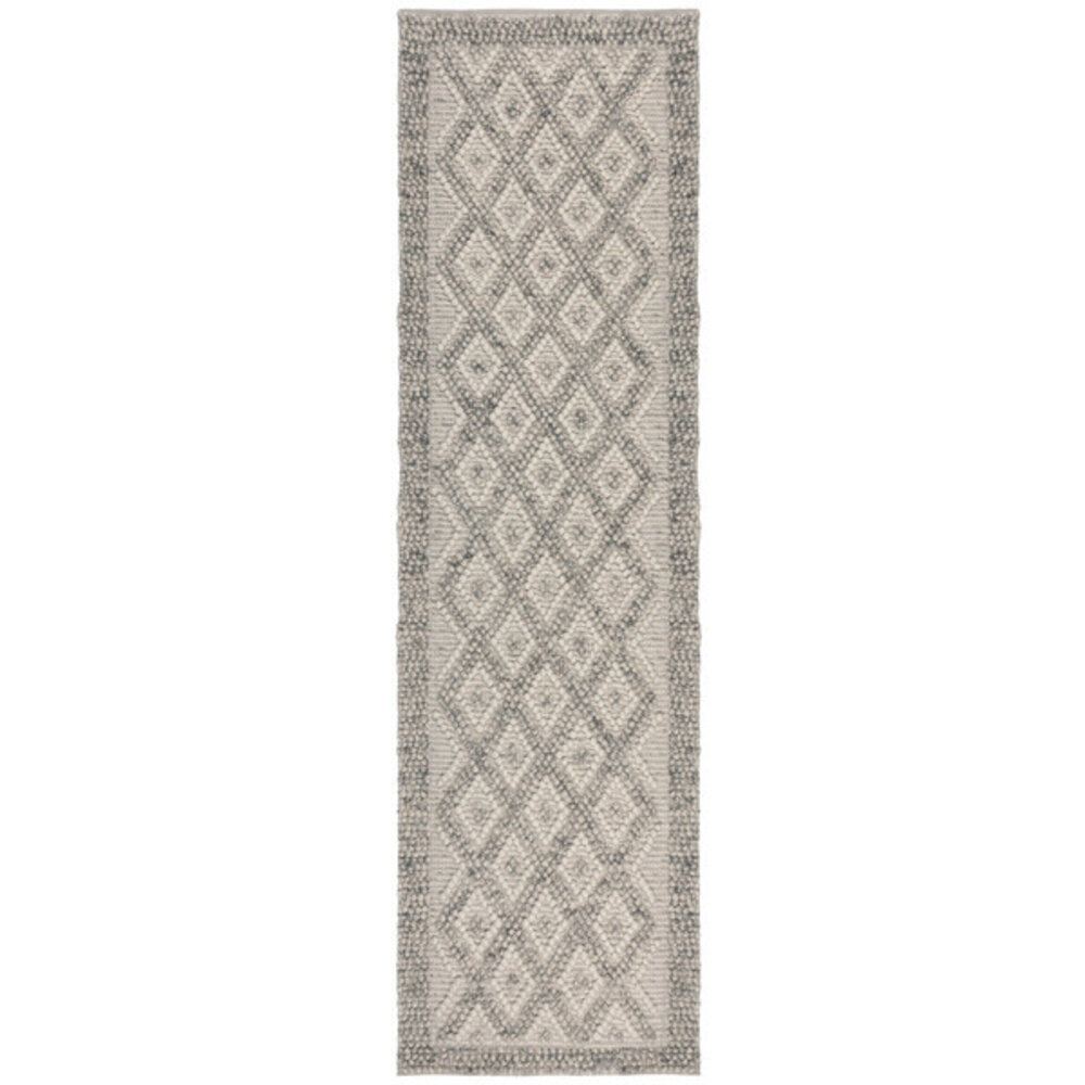 Loper - Minerals Diamond vloerkleed - Laagpolig - Wol - Bolletjes Designer Modern - Grijs