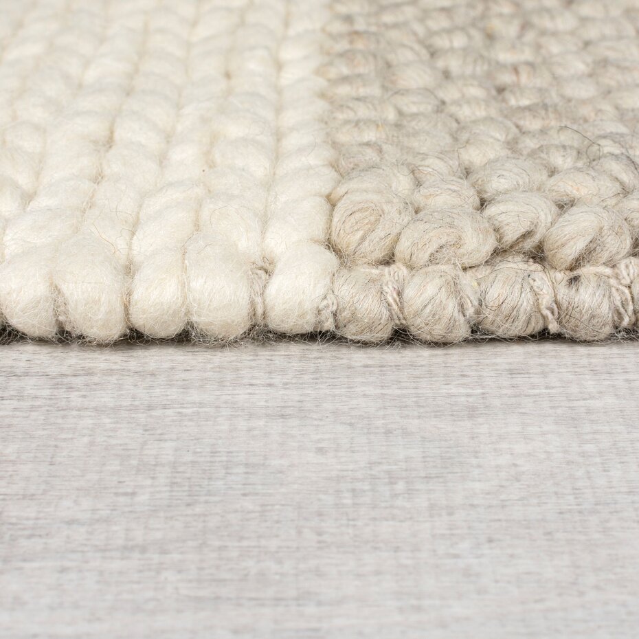 Minerals Patchwork vloerkleed - Laagpolig - Wol - Bolletjes Geblokt Modern - Beige / Naturel