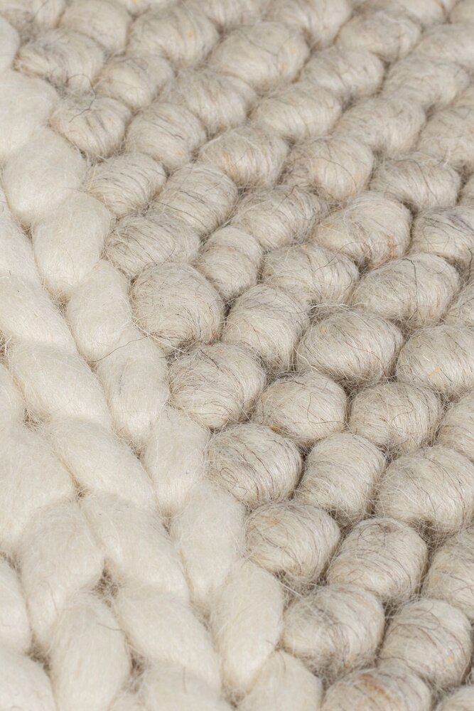 Minerals Patchwork vloerkleed - Laagpolig - Wol - Bolletjes Geblokt Modern - Beige / Naturel