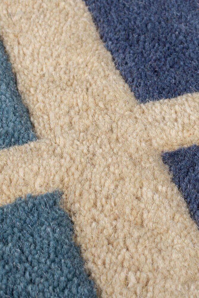 Loper - Retro Vloerkleed Geblokt - Handgetuft Gekleurd - Blauw / Multi Loper - Retro Vloerkleed Geblokt - Handgetuft Gekleurd - Blauw / Multi