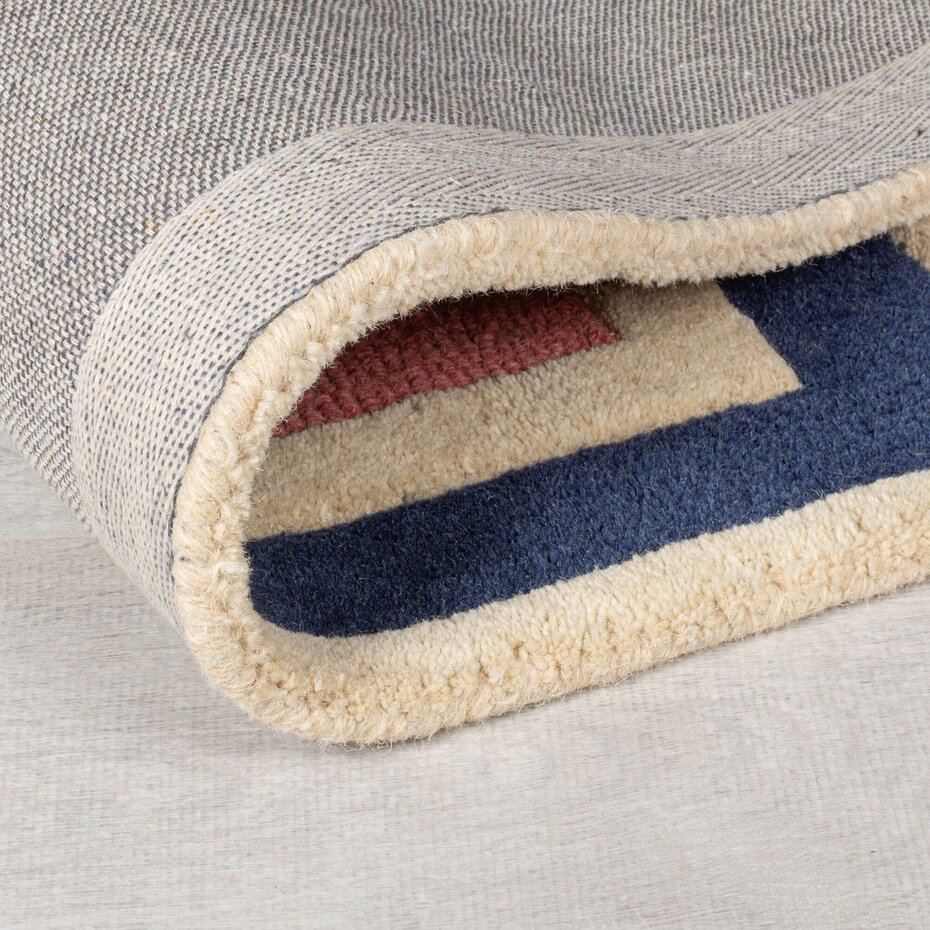 Loper - Retro Vloerkleed Geblokt - Handgetuft Gekleurd - Multi