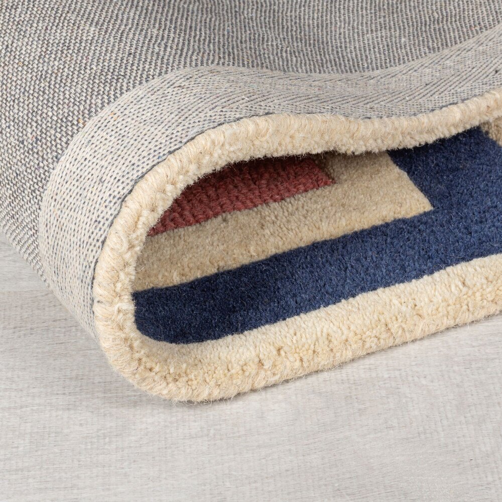 Loper - Retro Vloerkleed Geblokt - Handgetuft Gekleurd - Multi