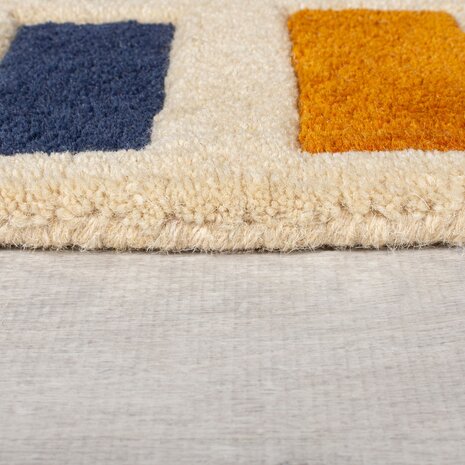 Wollen vloerkleed - Retro Blocks Kleurrijk