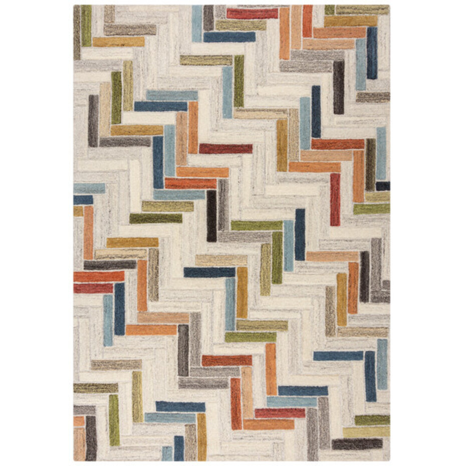 Russo vloerkleed - Laagpolig - 100% Wol - Geo Modern - Multi Russo vloerkleed - Laagpolig - 100% Wol - Geo Modern - Multi