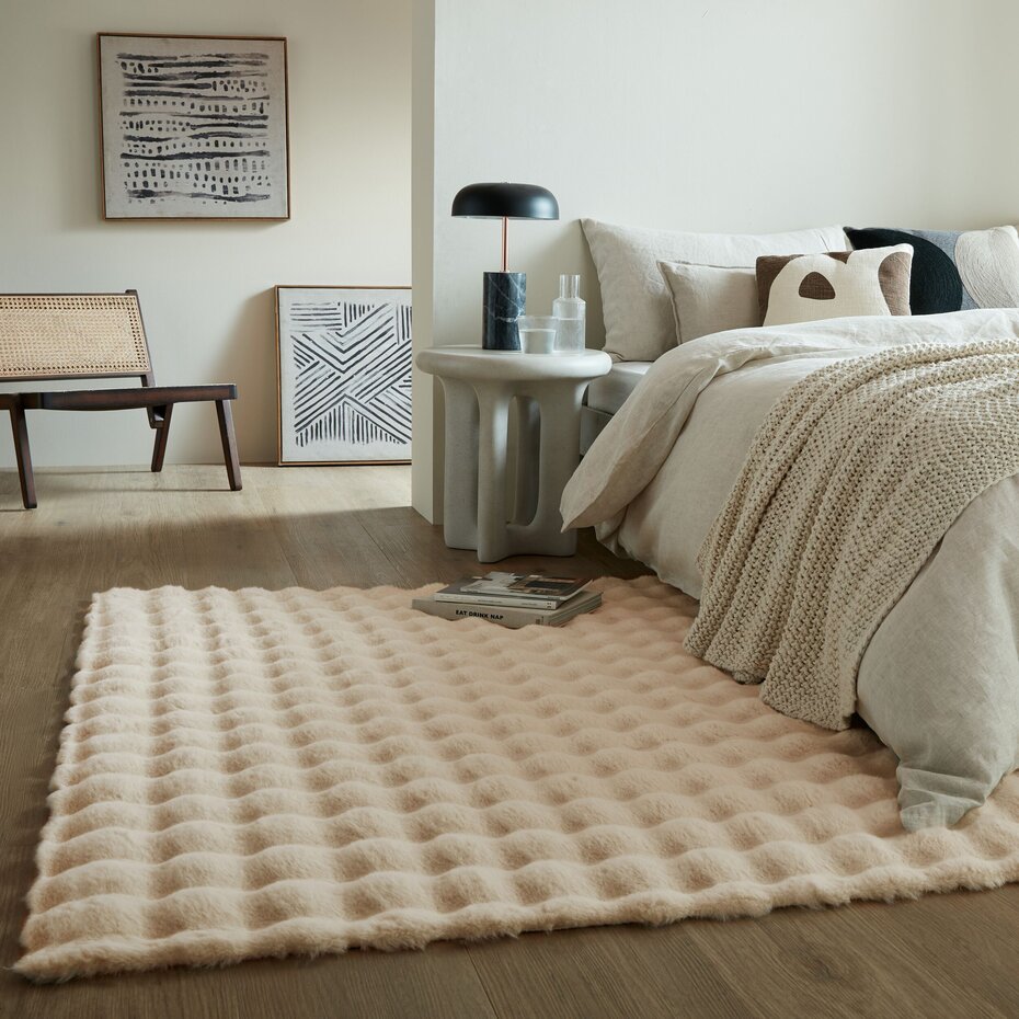 Hoogpolig Vloerkleed - Waffle - Ivoor / Creme